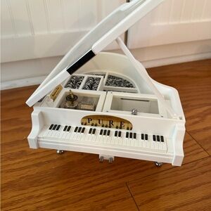 White Grand Piano Music Box jewelry holder music works home decor decoration